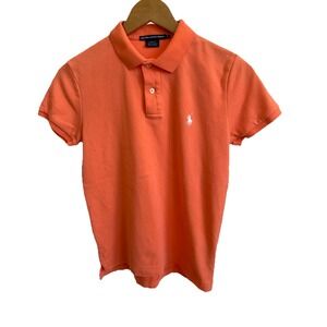 Ralph Lauren Polo Sport Shirt Womens Large Slim Fit Orange Golf Classic